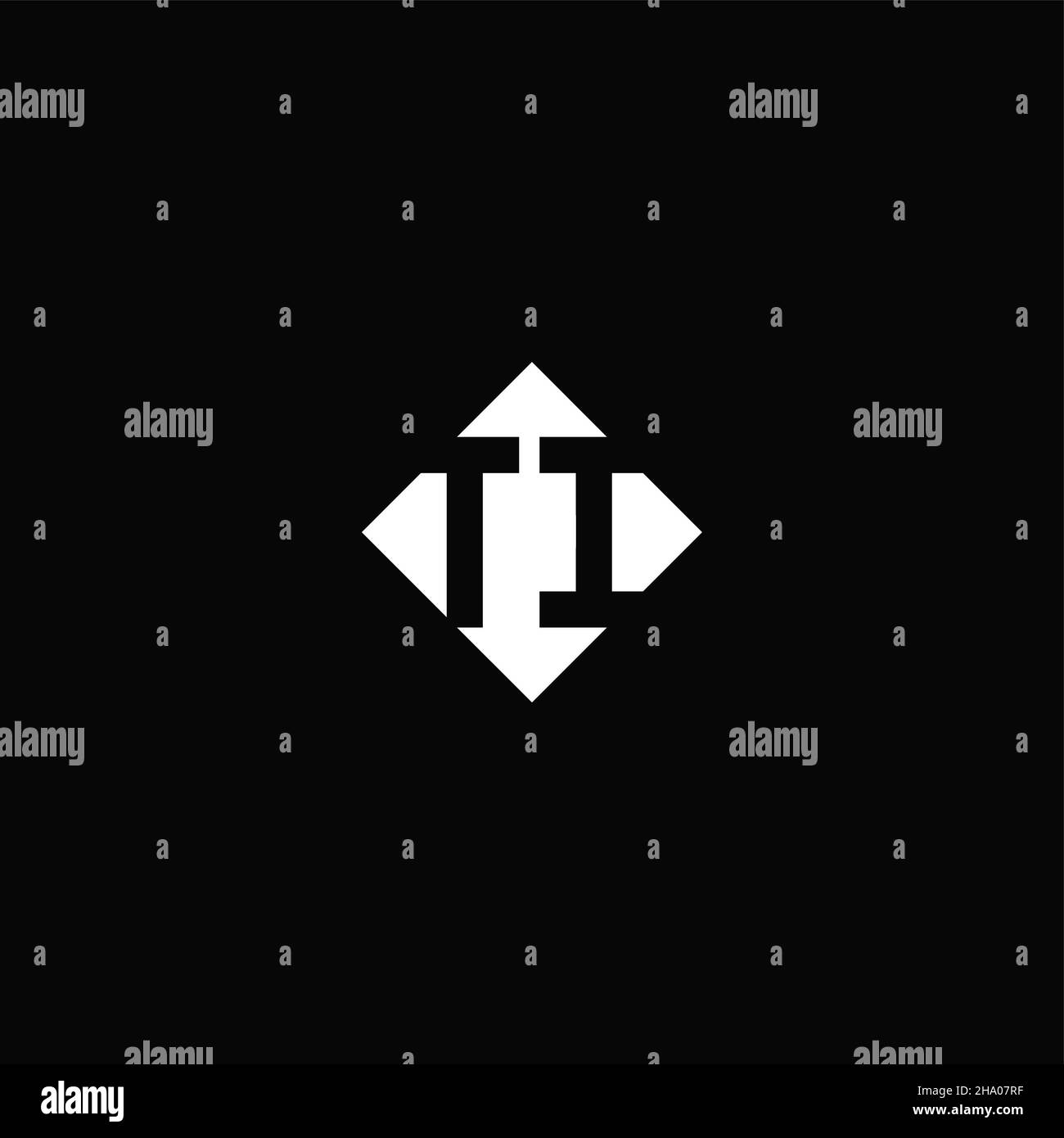 Monogram logo design with diamond square shape isolated on black background Stock Vector