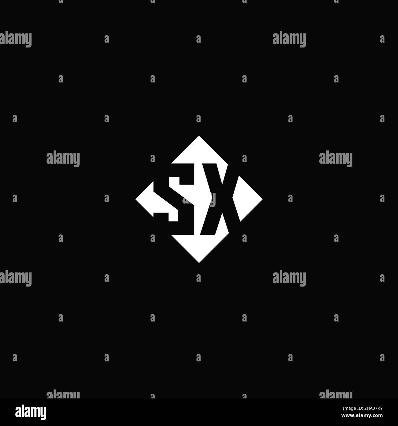 Monogram logo design with diamond square shape isolated on black background Stock Vector
