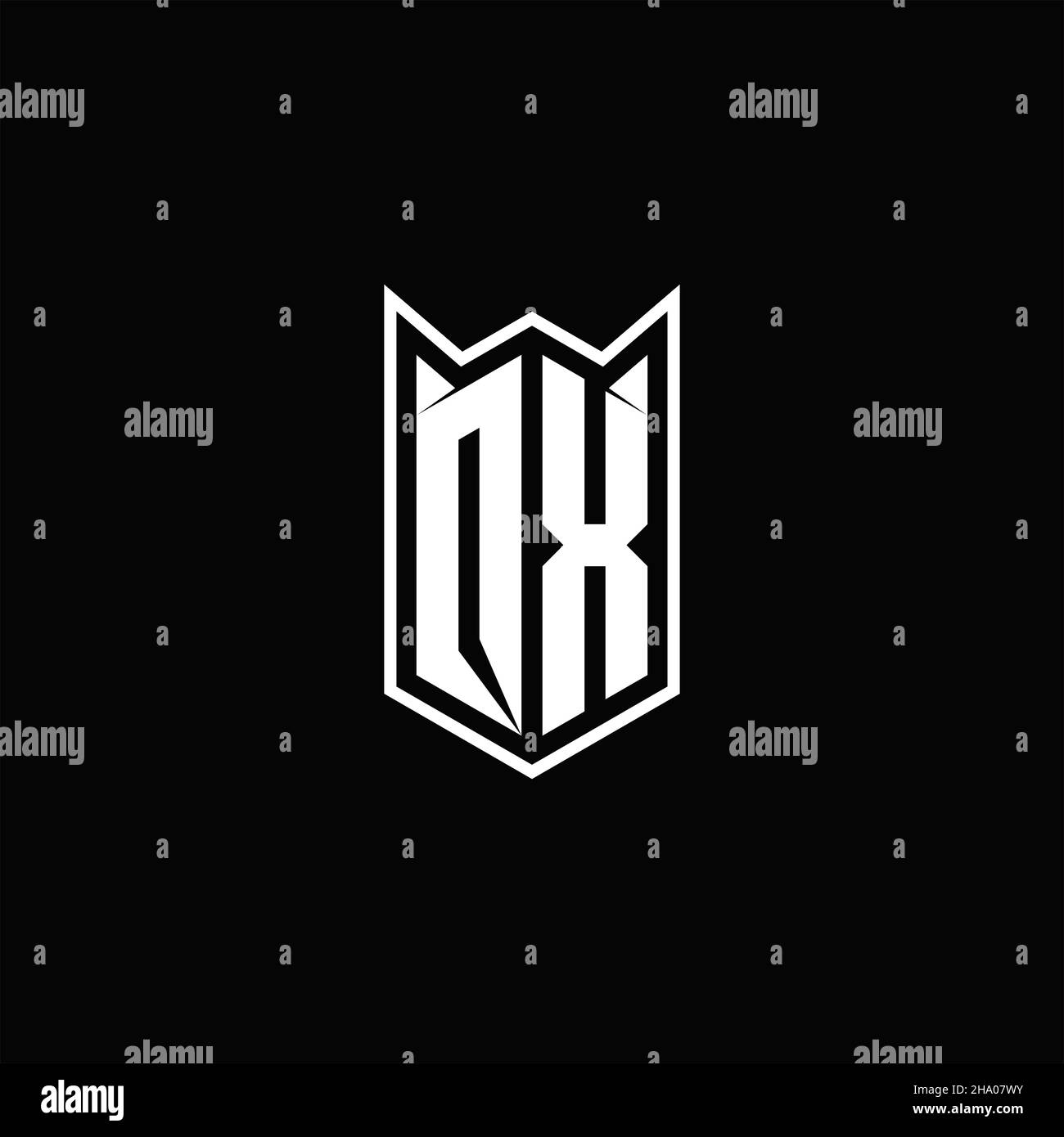 QX Logo monogram with shield shape designs template vector icon modern Stock Vector