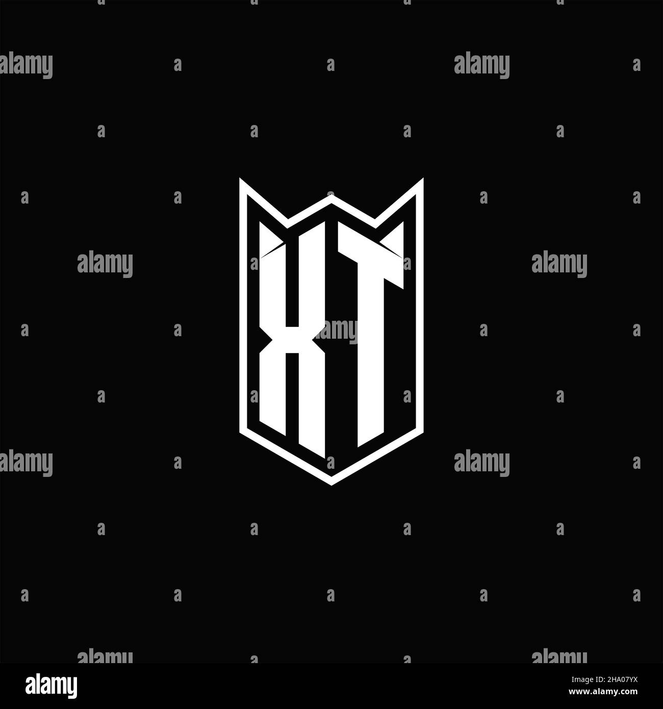 XT Logo monogram with shield shape designs template vector icon modern Stock Vector