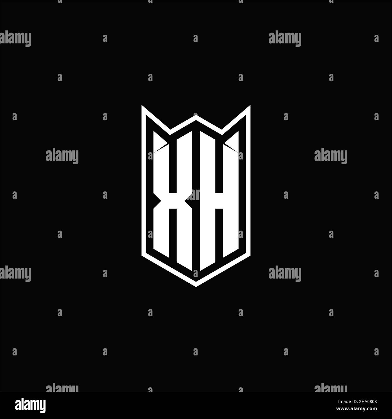 XH Logo monogram with shield shape designs template vector icon modern Stock Vector