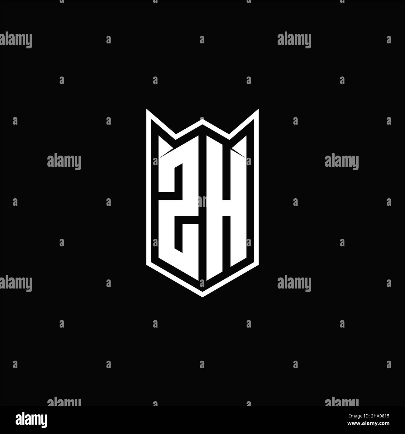 ZH Logo monogram with shield shape designs template vector icon modern Stock Vector