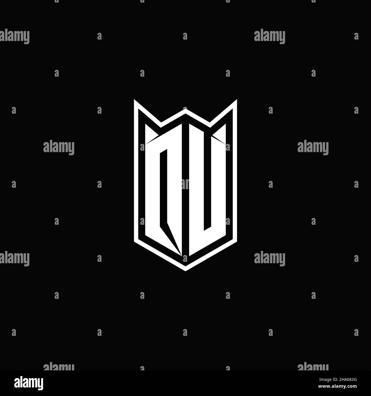 QU Logo monogram with shield shape designs template vector icon modern Stock Vector