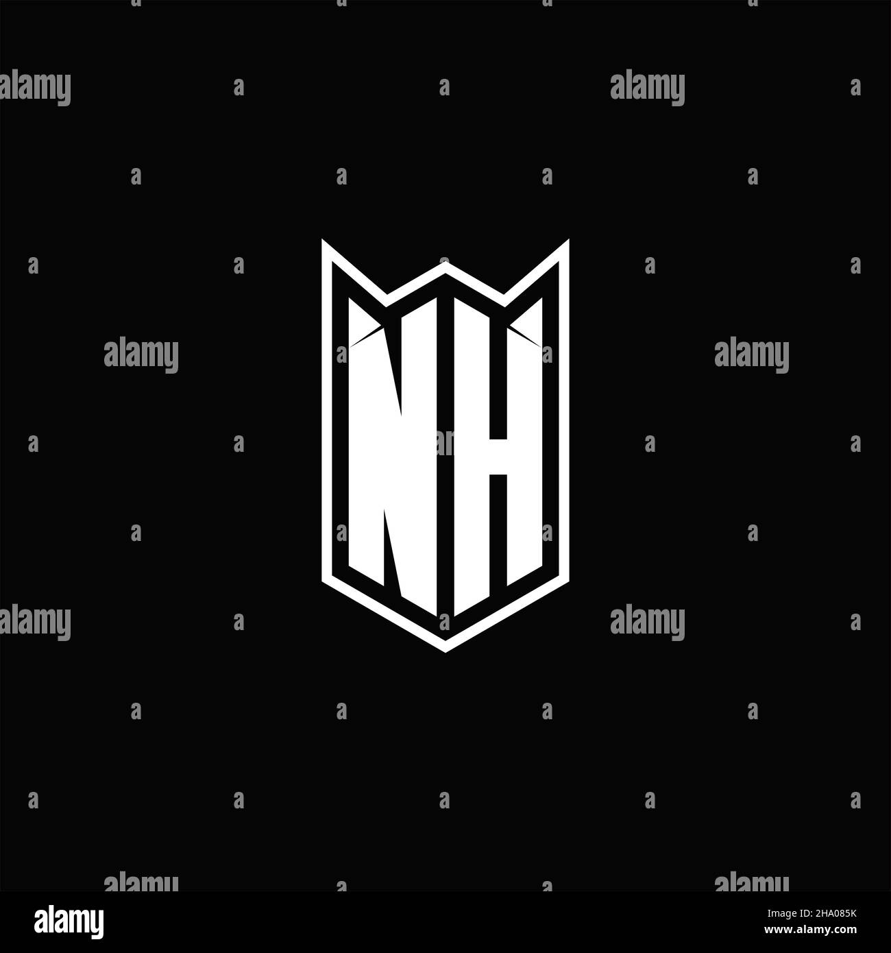 NH Logo monogram with shield shape designs template vector icon modern Stock Vector
