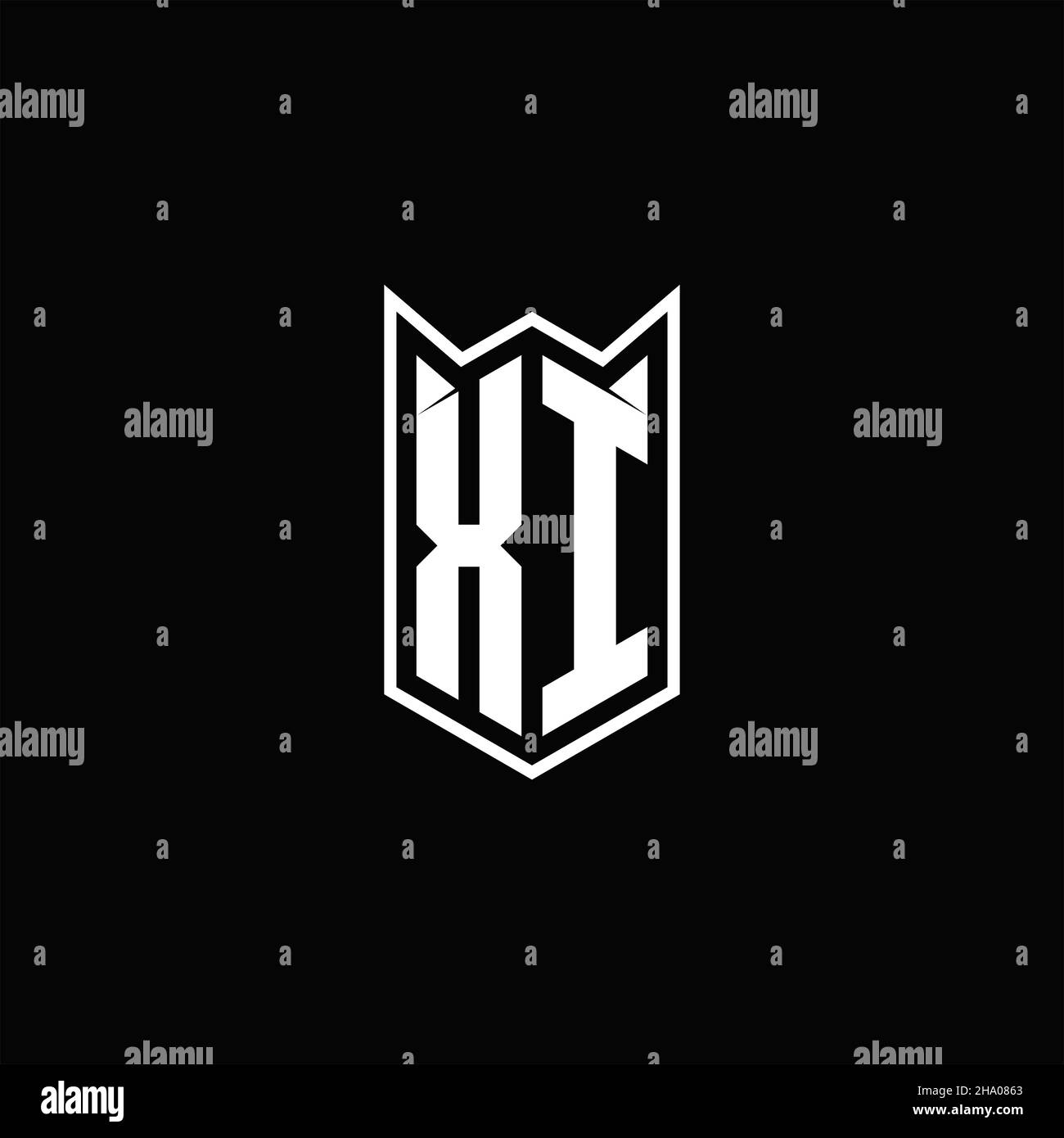 XI Logo monogram with shield shape designs template vector icon modern Stock Vector