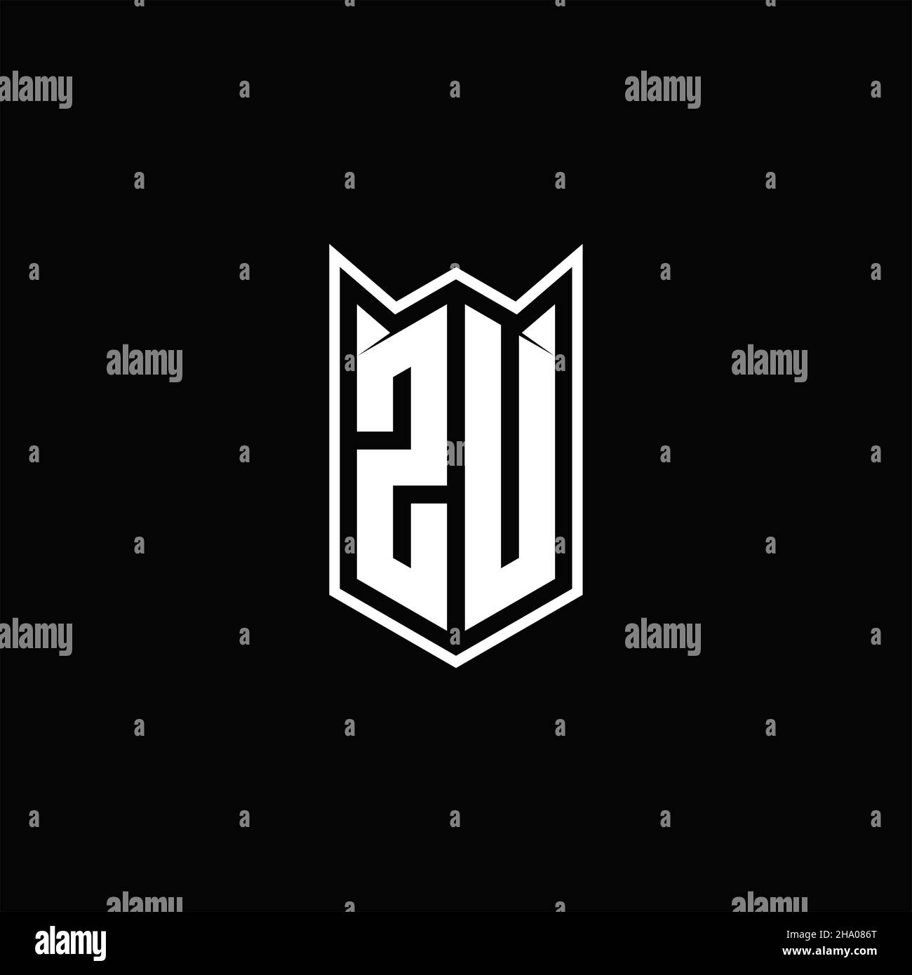 ZU Logo monogram with shield shape designs template vector icon modern Stock Vector