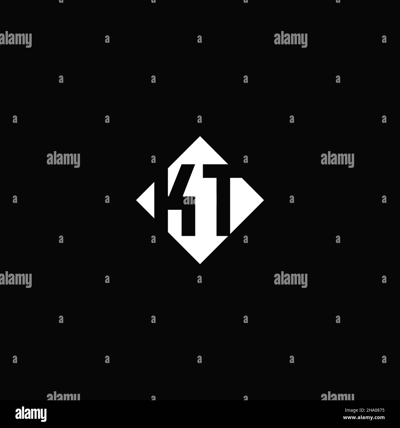 Monogram logo design with diamond square shape isolated on black background Stock Vector