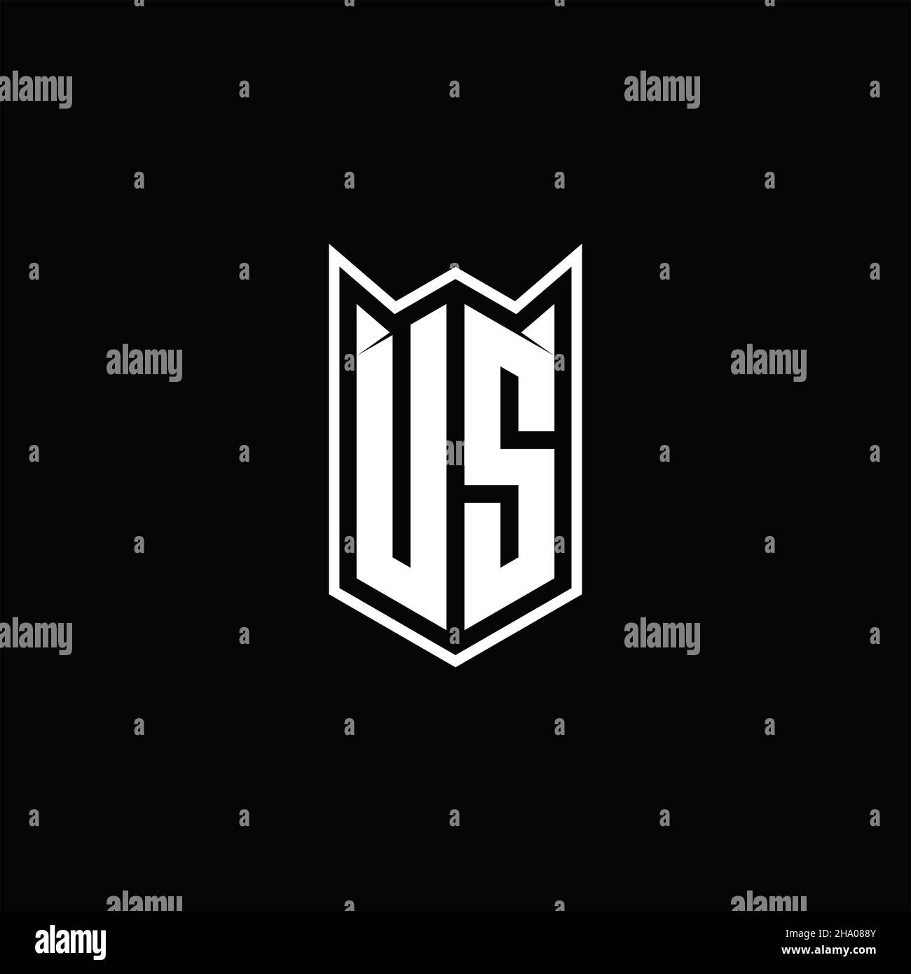 US Logo monogram with shield shape designs template vector icon modern Stock Vector