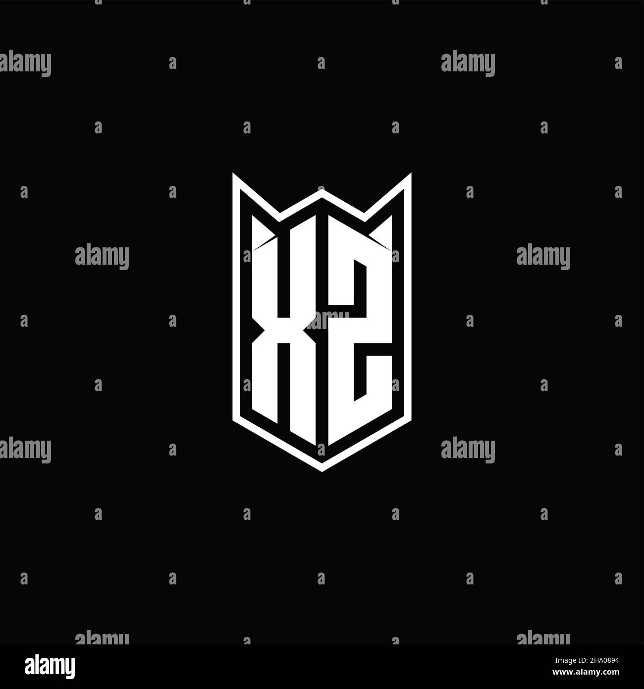 XZ Logo monogram with shield shape designs template vector icon modern Stock Vector