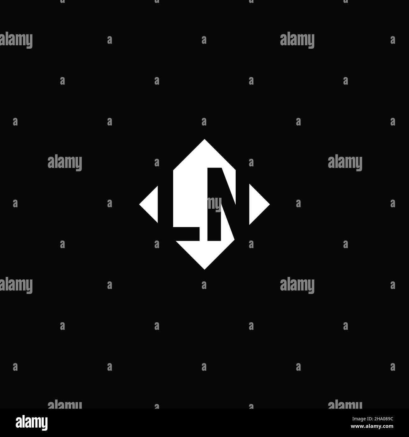 Monogram logo design with diamond square shape isolated on black background Stock Vector