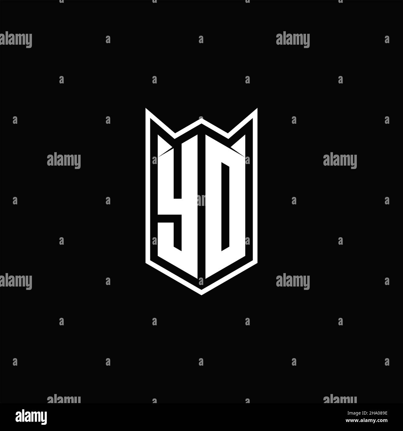 YD Logo monogram with shield shape designs template vector icon modern Stock Vector