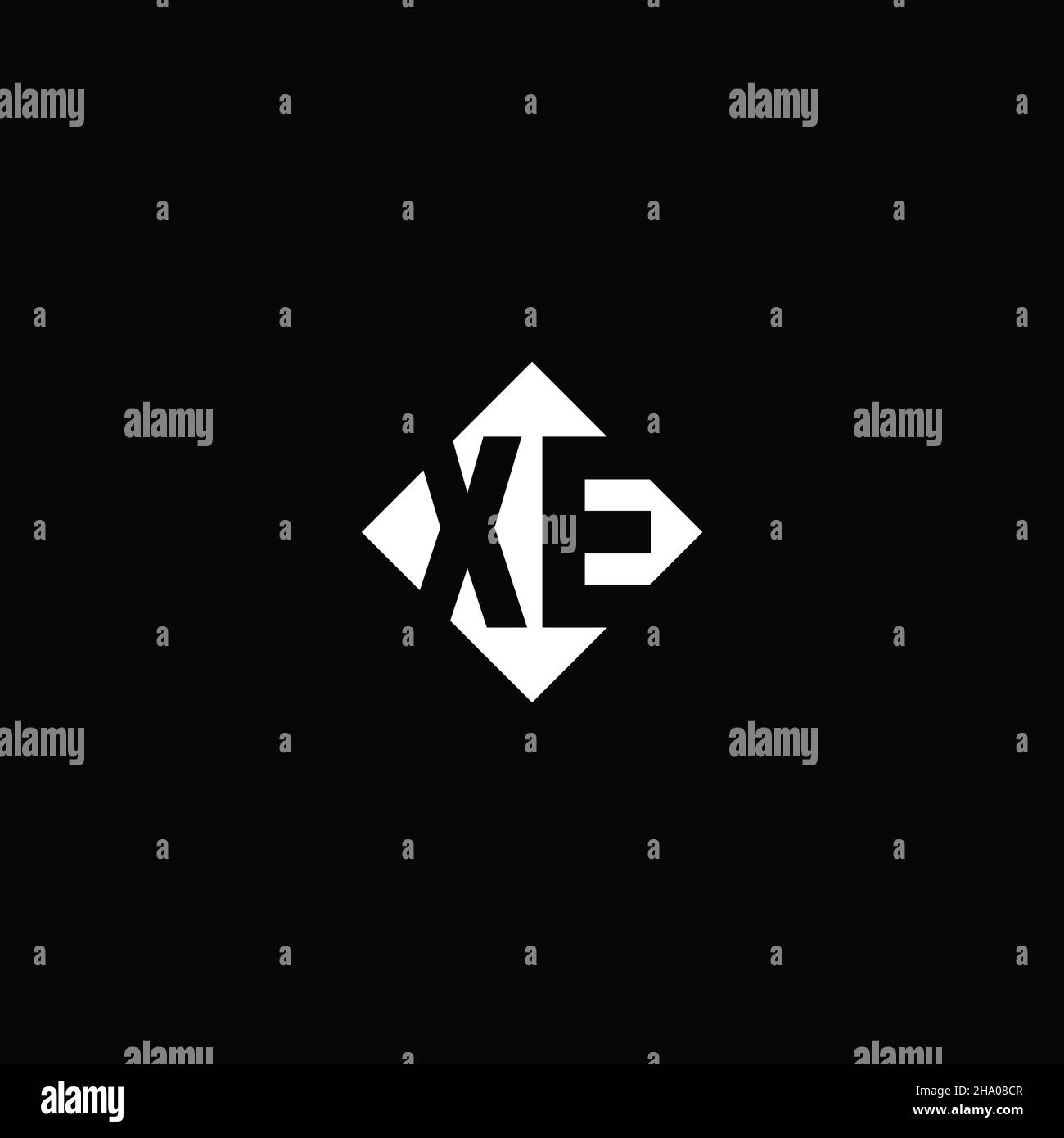 Monogram logo design with diamond square shape isolated on black background Stock Vector
