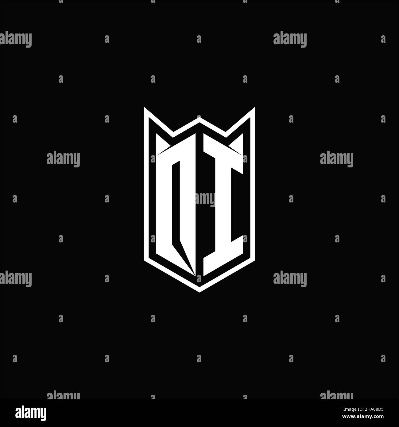 QI Logo monogram with shield shape designs template vector icon modern Stock Vector