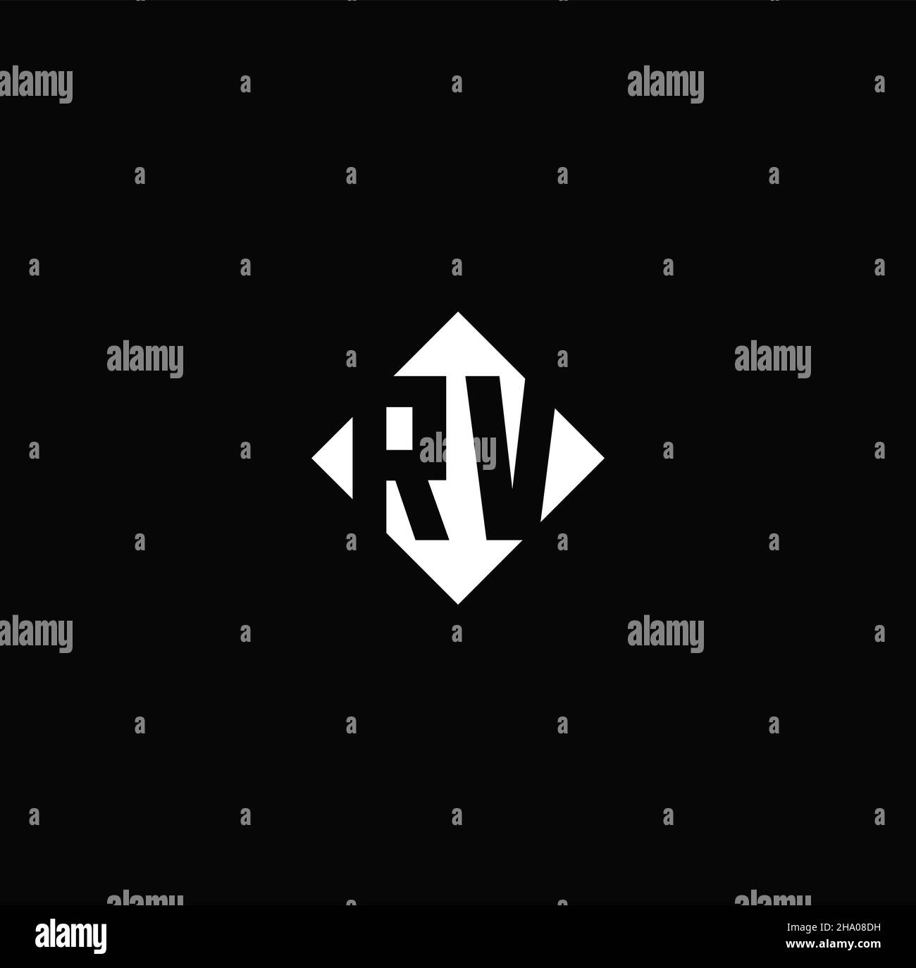 Monogram logo design with diamond square shape isolated on black background Stock Vector