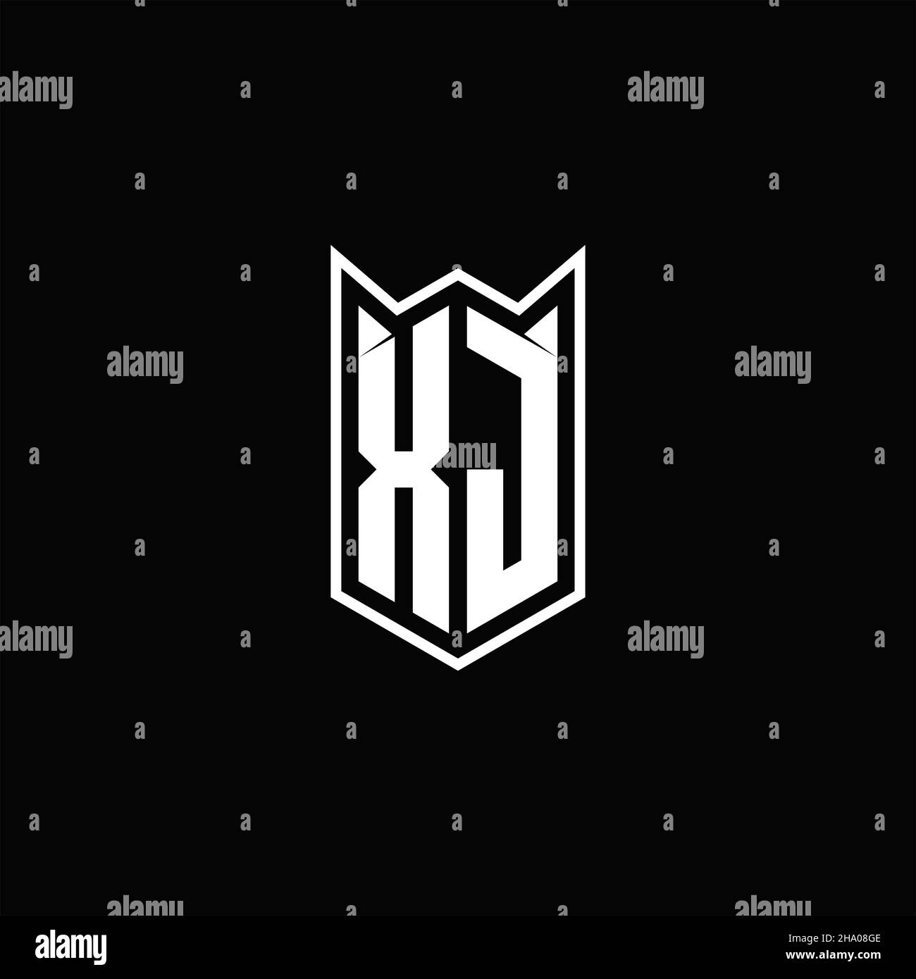 XJ Logo monogram with shield shape designs template vector icon modern Stock Vector