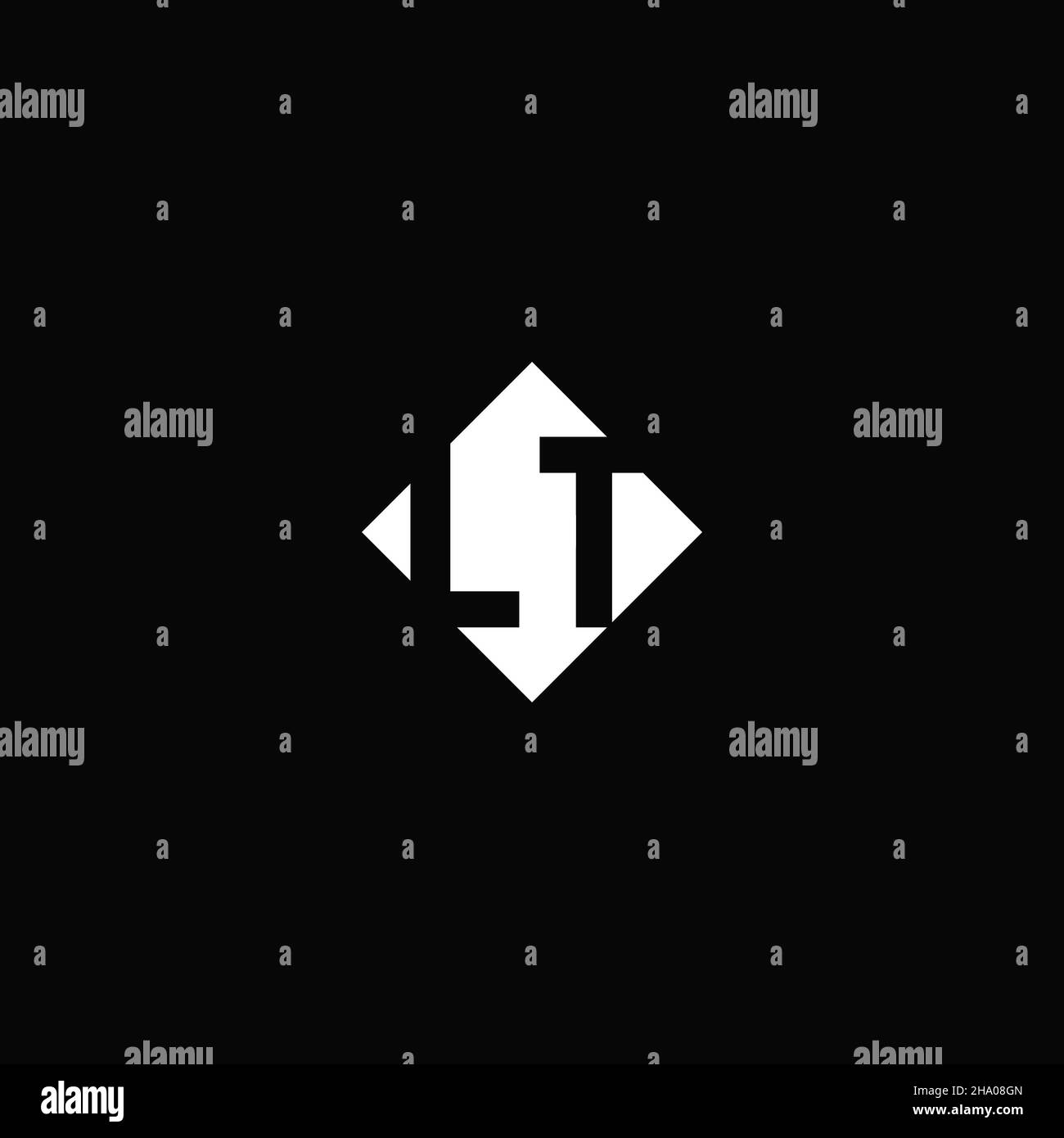 Monogram logo design with diamond square shape isolated on black background Stock Vector