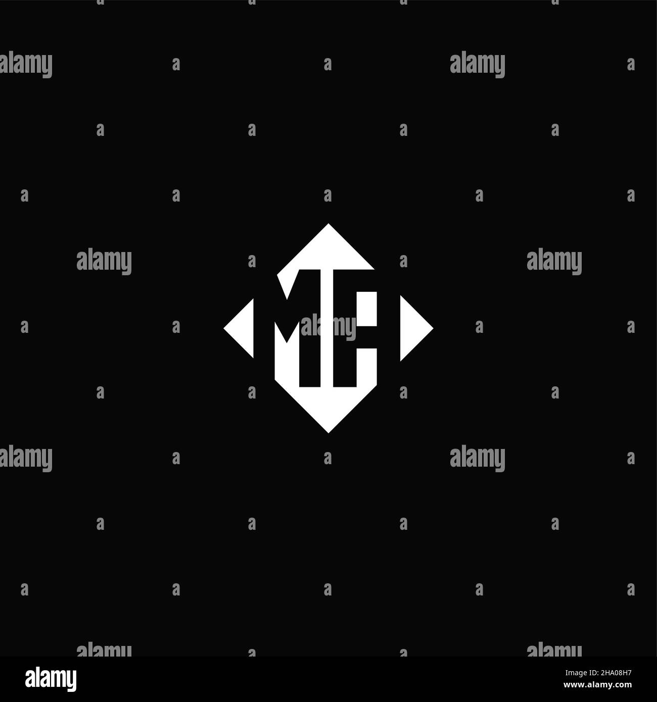 Monogram logo design with diamond square shape isolated on black background Stock Vector