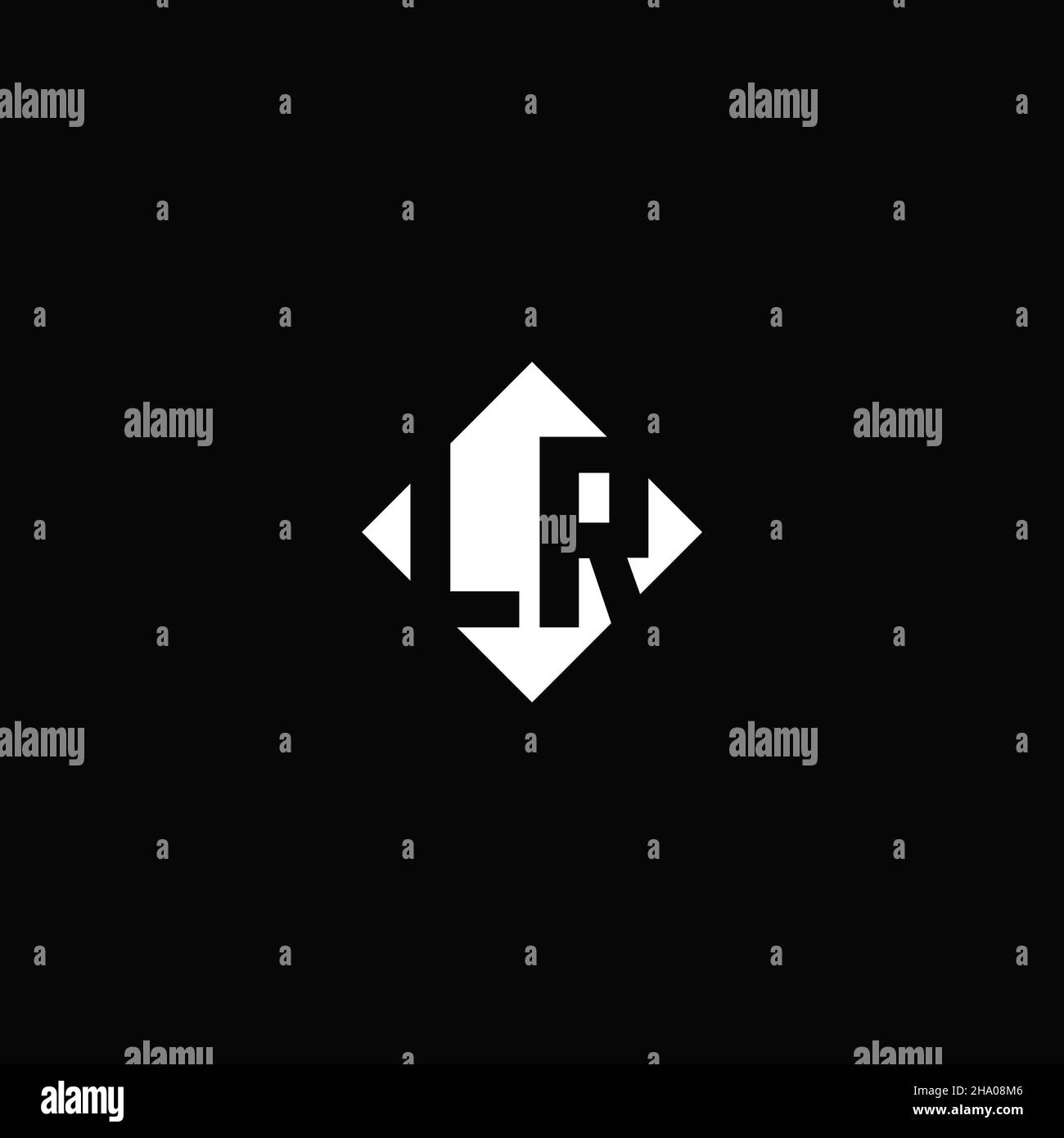 Monogram logo design with diamond square shape isolated on black background Stock Vector