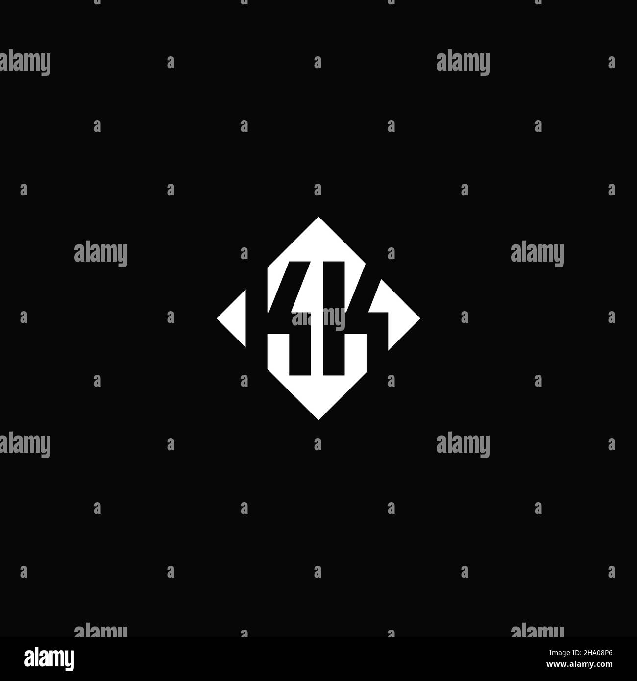 Monogram logo design with diamond square shape isolated on black background Stock Vector