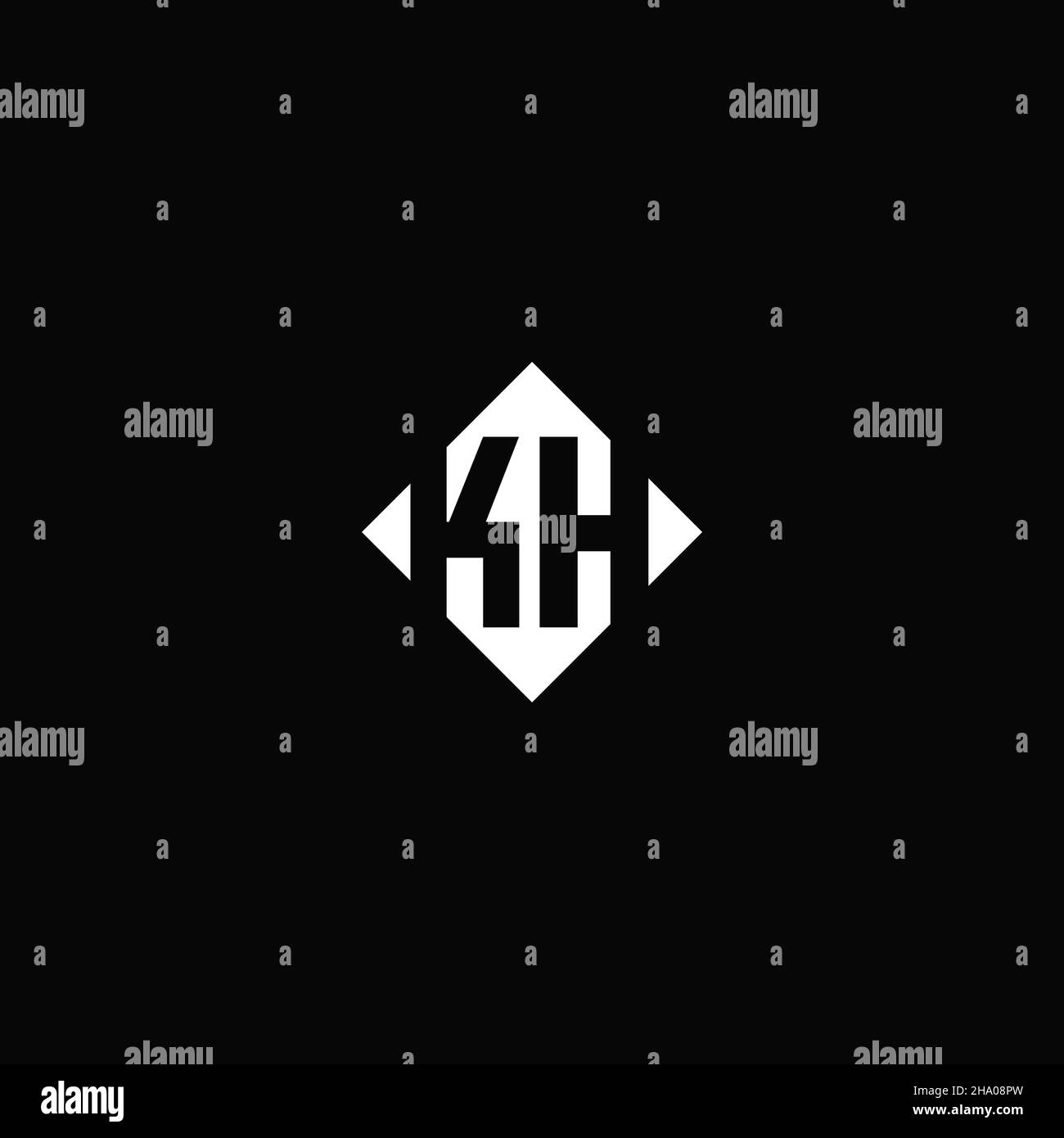 Monogram logo design with diamond square shape isolated on black background Stock Vector