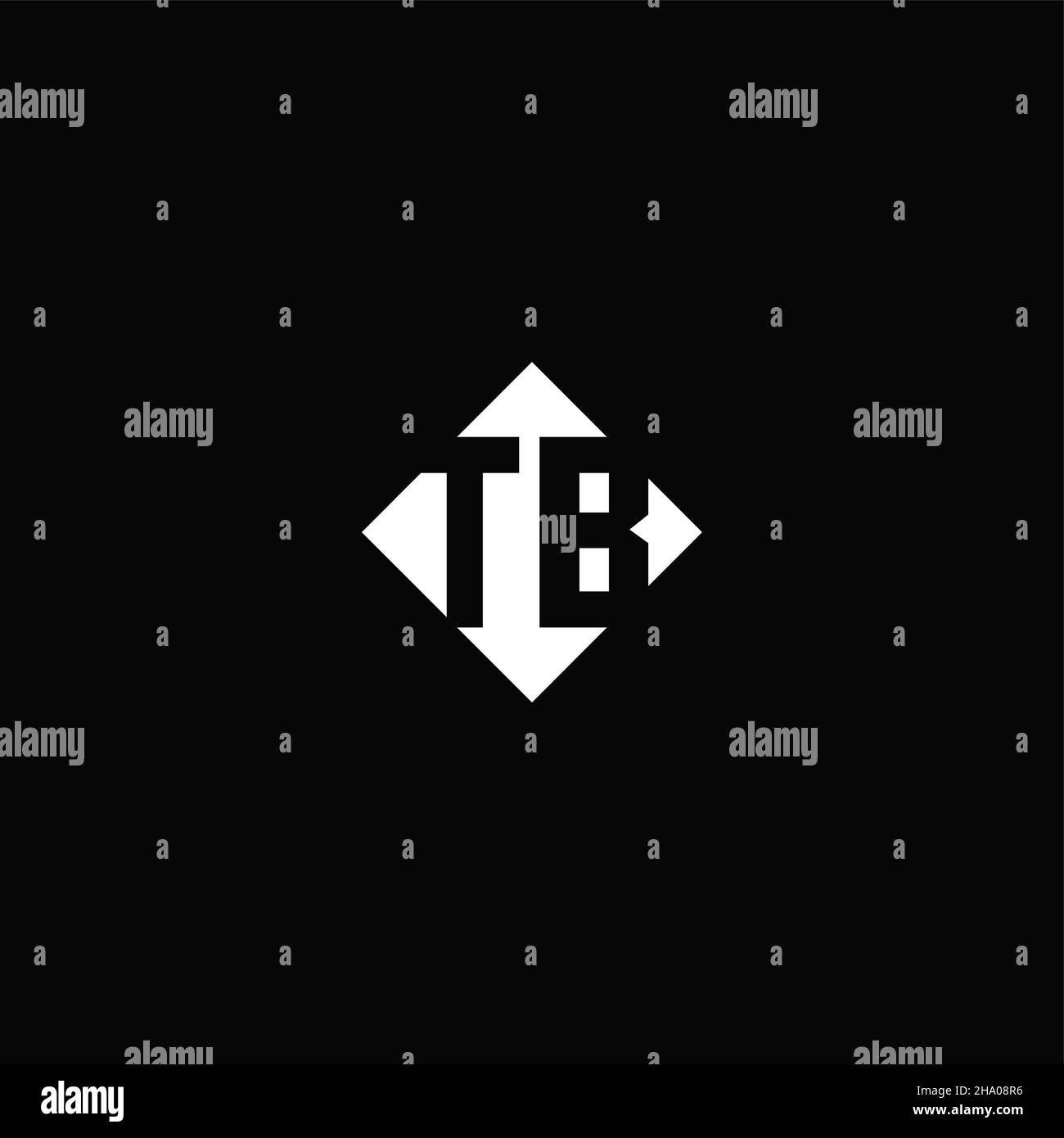 Monogram logo design with diamond square shape isolated on black background Stock Vector