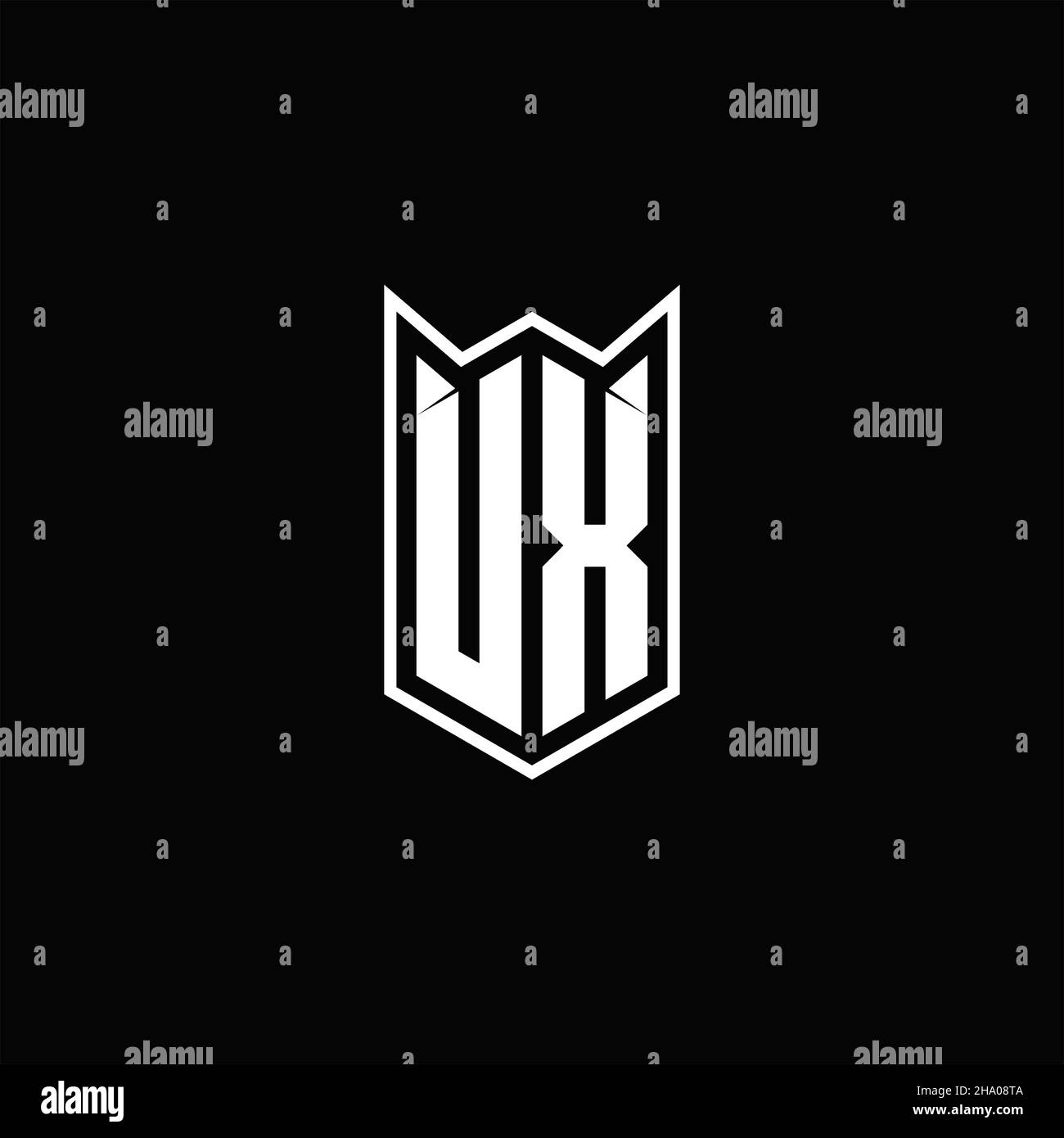 UX Logo monogram with shield shape designs template vector icon modern Stock Vector