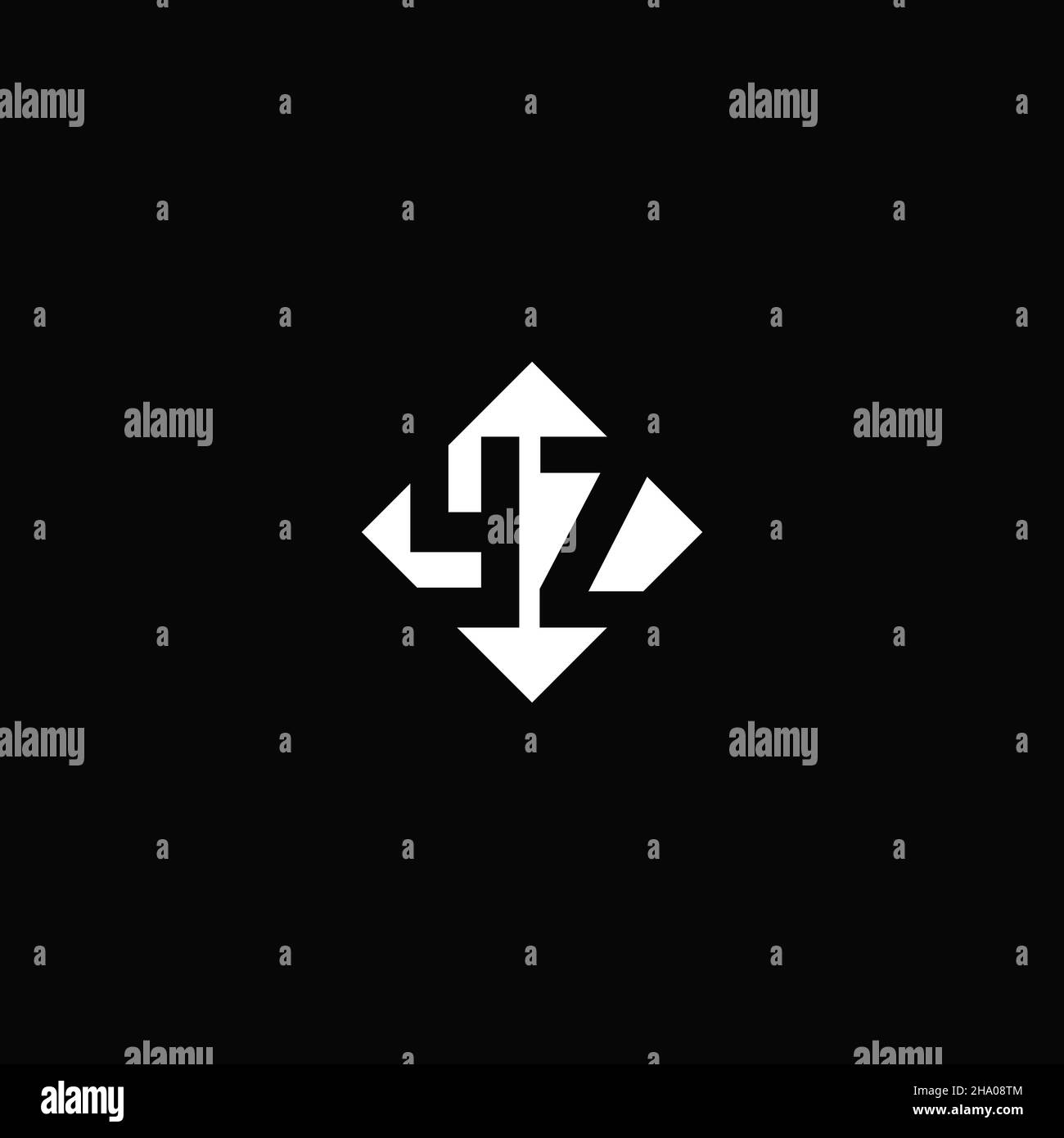 Monogram logo design with diamond square shape isolated on black background Stock Vector
