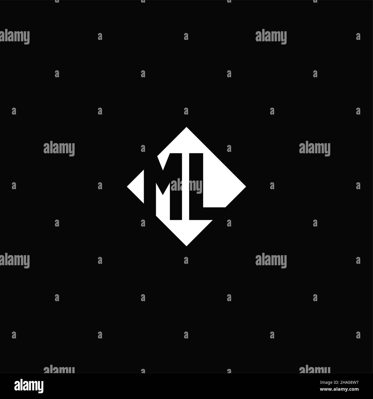 Monogram logo design with diamond square shape isolated on black background Stock Vector