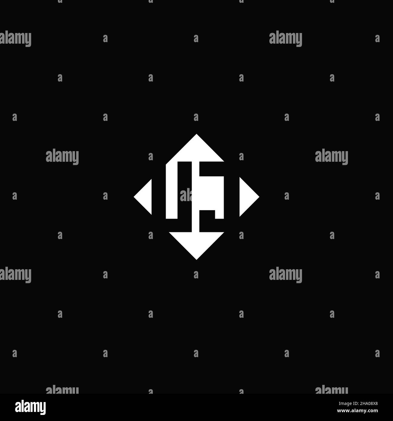 Monogram logo design with diamond square shape isolated on black background Stock Vector