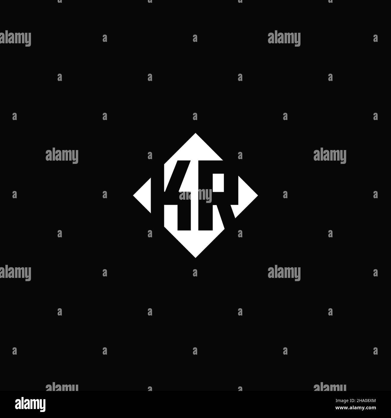 Monogram logo design with diamond square shape isolated on black background Stock Vector