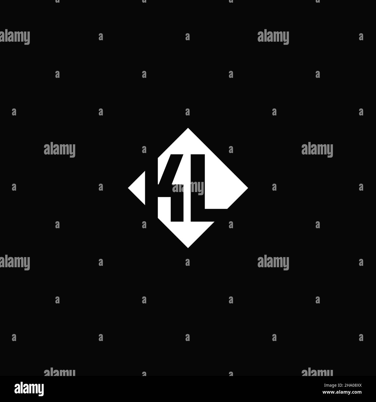 Monogram logo design with diamond square shape isolated on black background Stock Vector