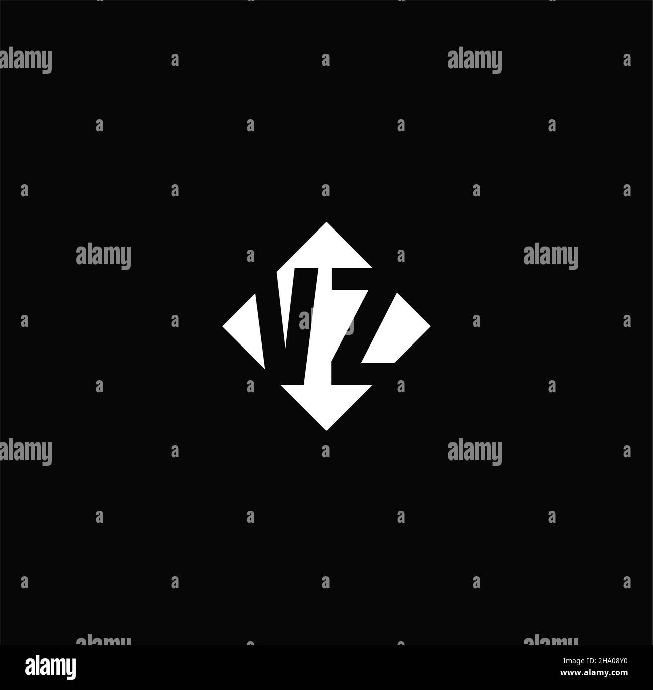 Monogram logo design with diamond square shape isolated on black background Stock Vector