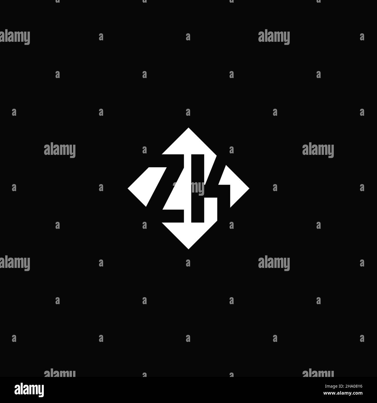 Monogram logo design with diamond square shape isolated on black background Stock Vector