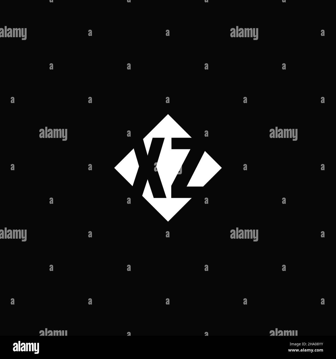 Monogram logo design with diamond square shape isolated on black background Stock Vector