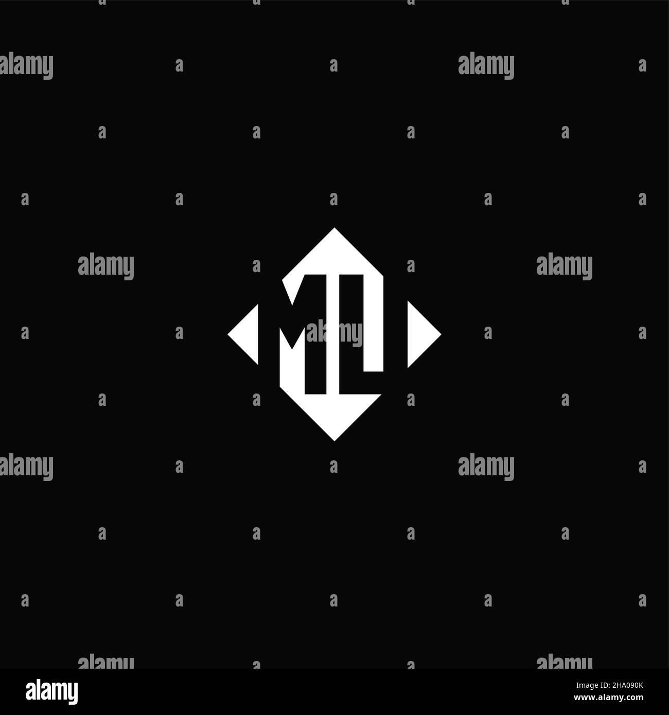 Monogram logo design with diamond square shape isolated on black background Stock Vector