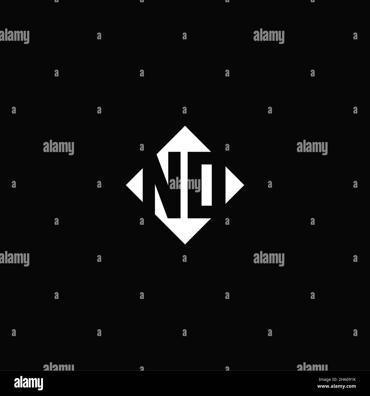 Monogram logo design with diamond square shape isolated on black background Stock Vector