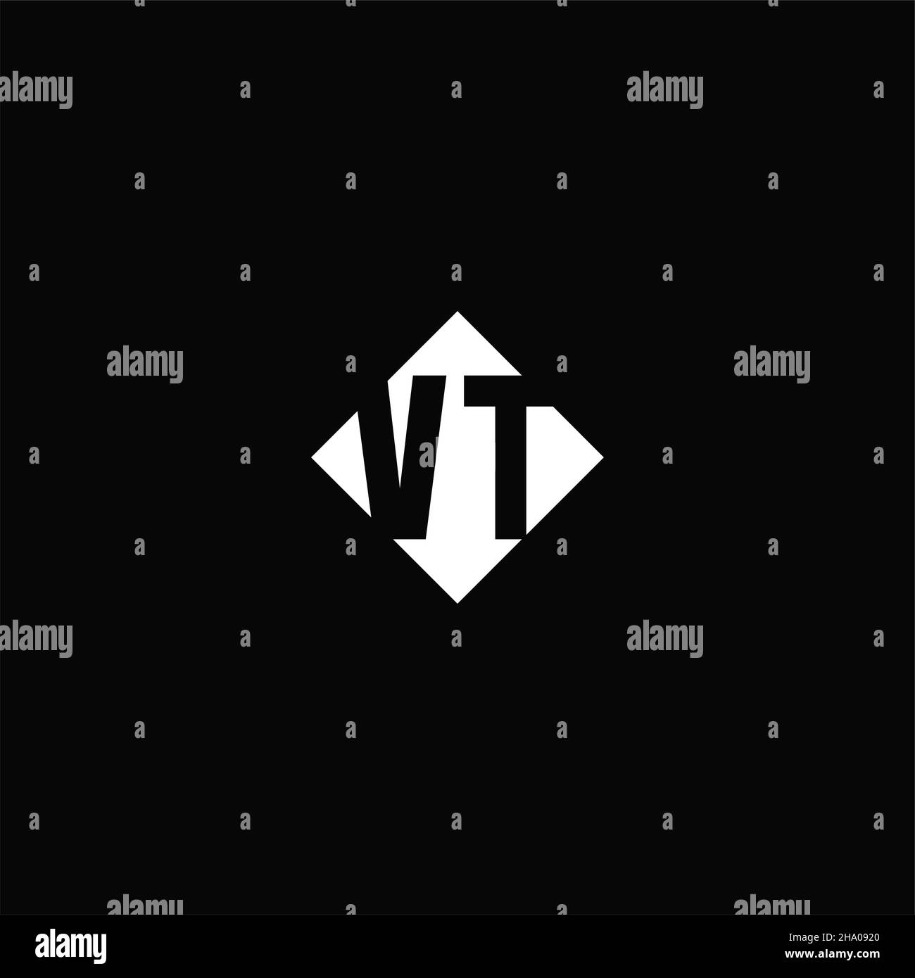Monogram logo design with diamond square shape isolated on black background Stock Vector