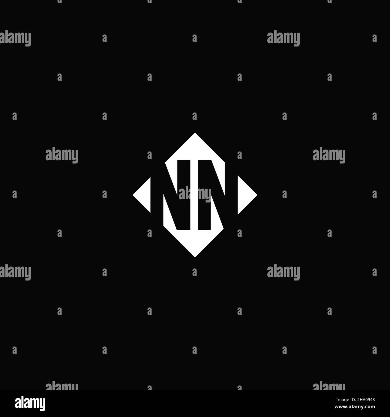 Monogram logo design with diamond square shape isolated on black background Stock Vector