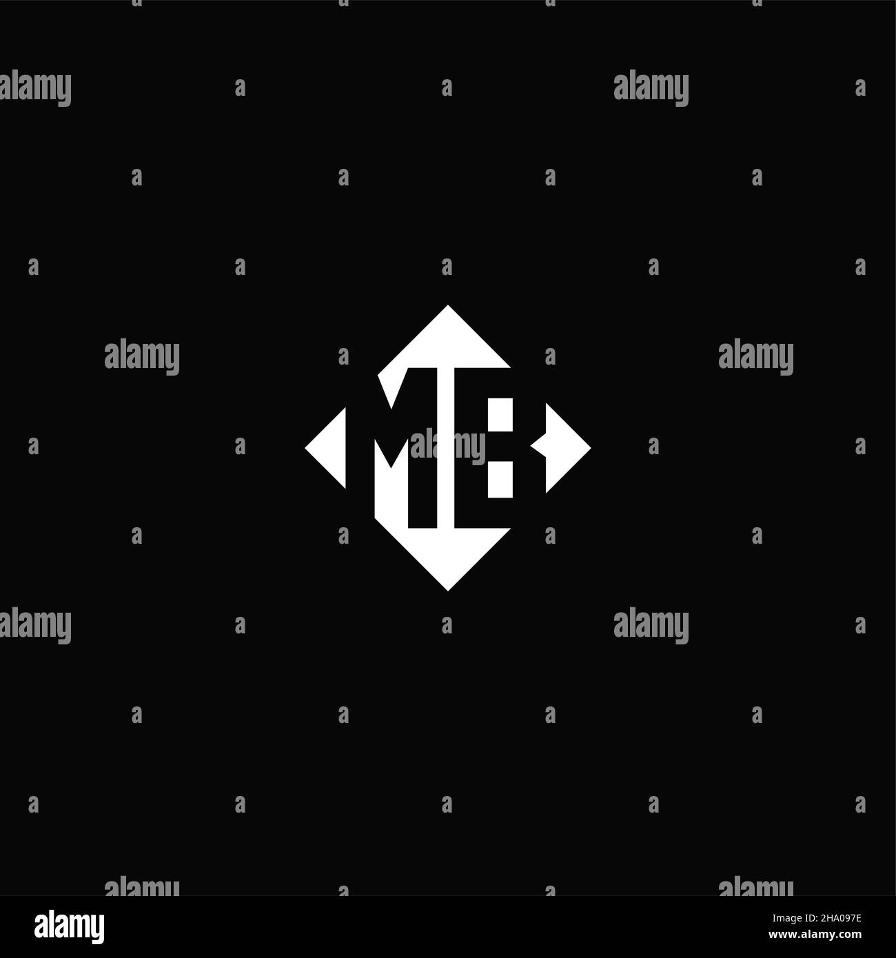 Monogram logo design with diamond square shape isolated on black background Stock Vector