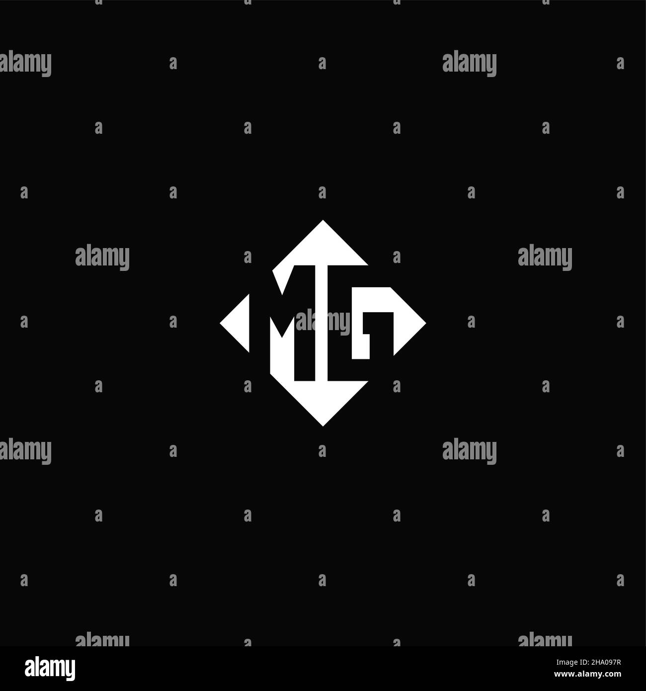Monogram logo design with diamond square shape isolated on black background Stock Vector