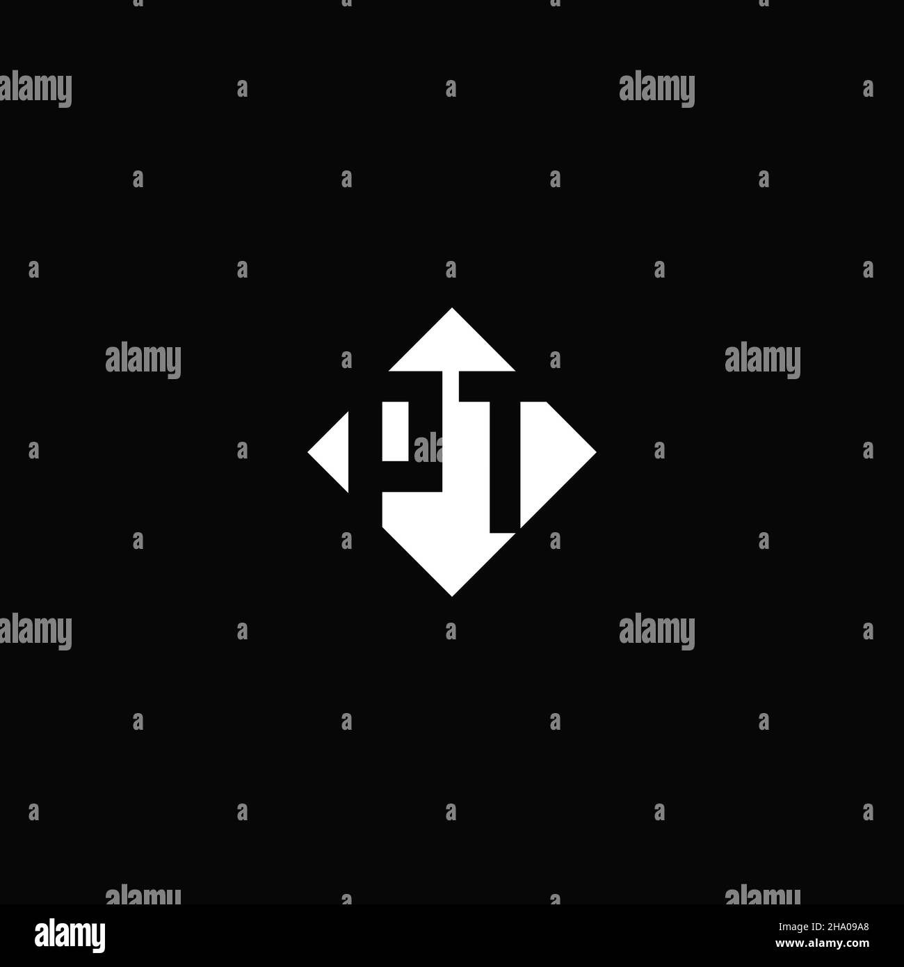 Monogram logo design with diamond square shape isolated on black background Stock Vector