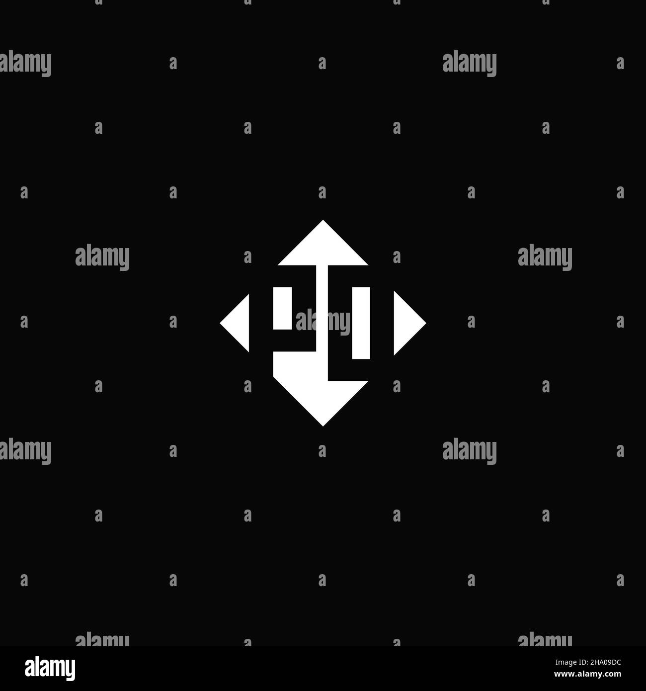 Monogram logo design with diamond square shape isolated on black background Stock Vector