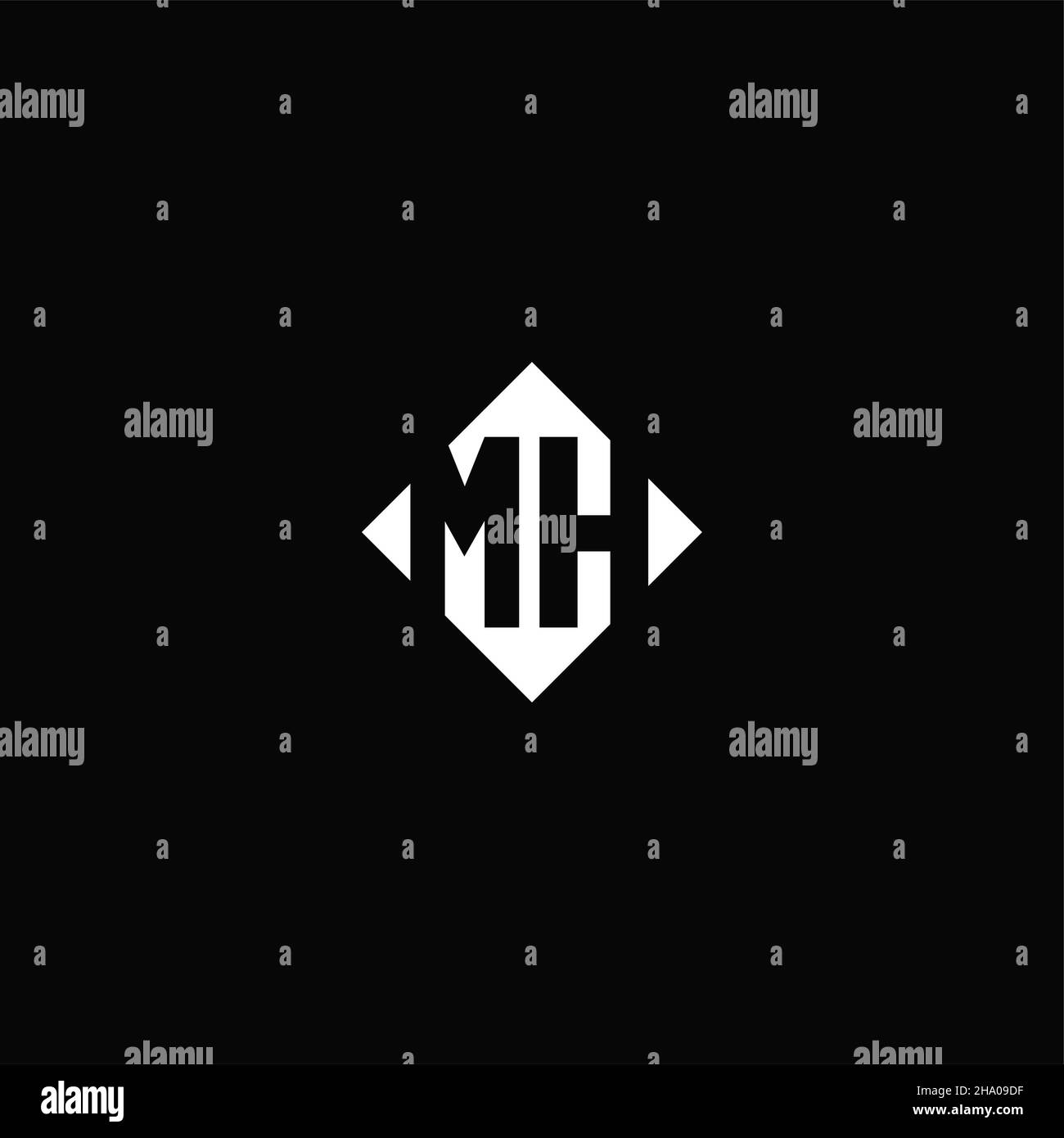 Monogram logo design with diamond square shape isolated on black background Stock Vector