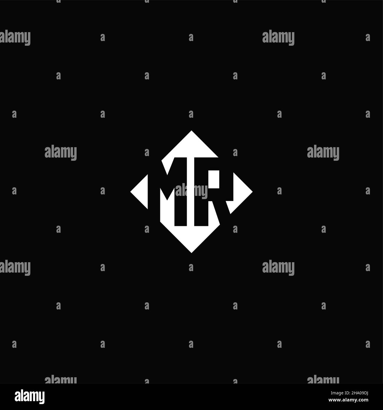 Monogram logo design with diamond square shape isolated on black background Stock Vector