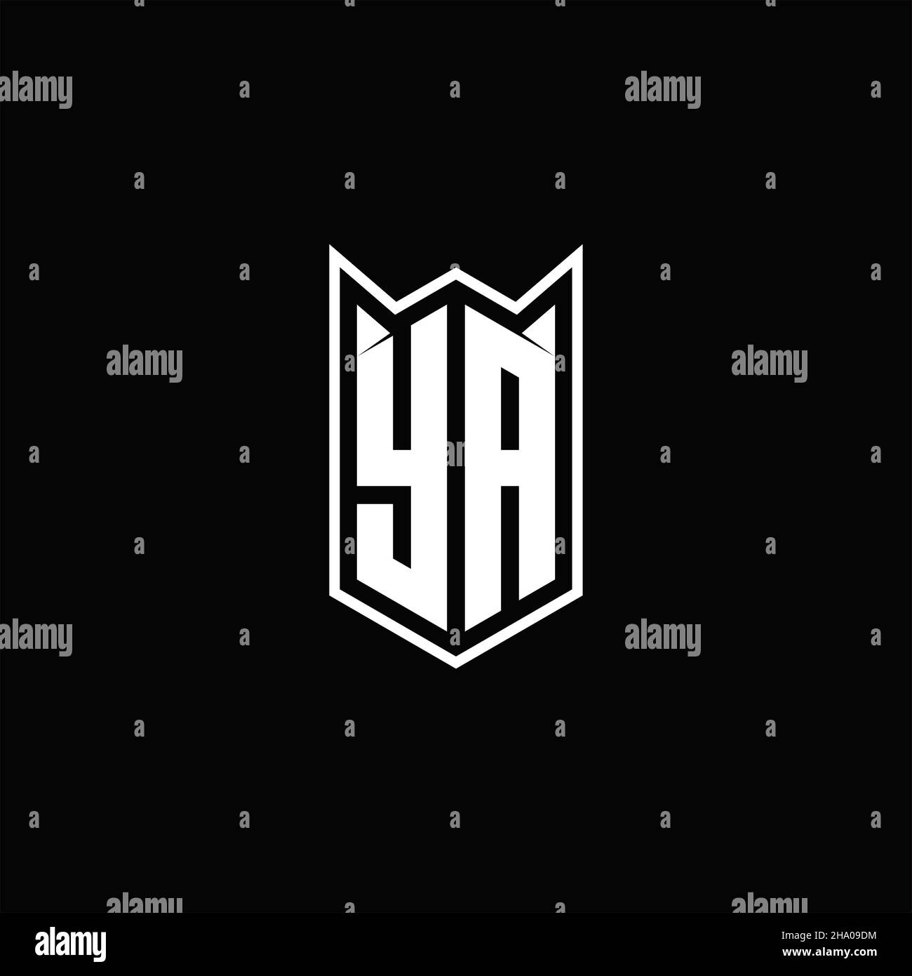 YA Logo monogram with shield shape designs template vector icon modern Stock Vector