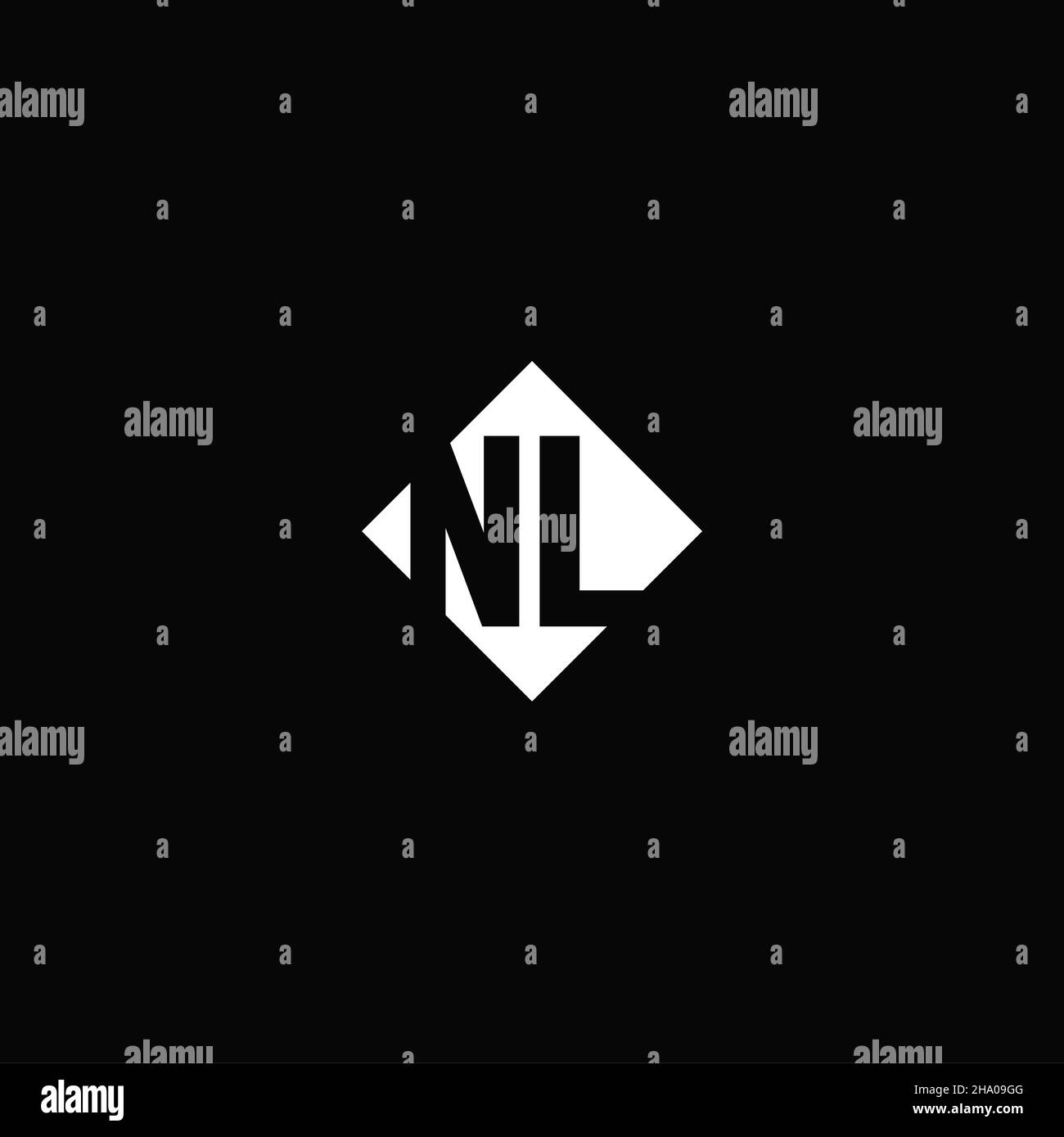 Monogram logo design with diamond square shape isolated on black background Stock Vector
