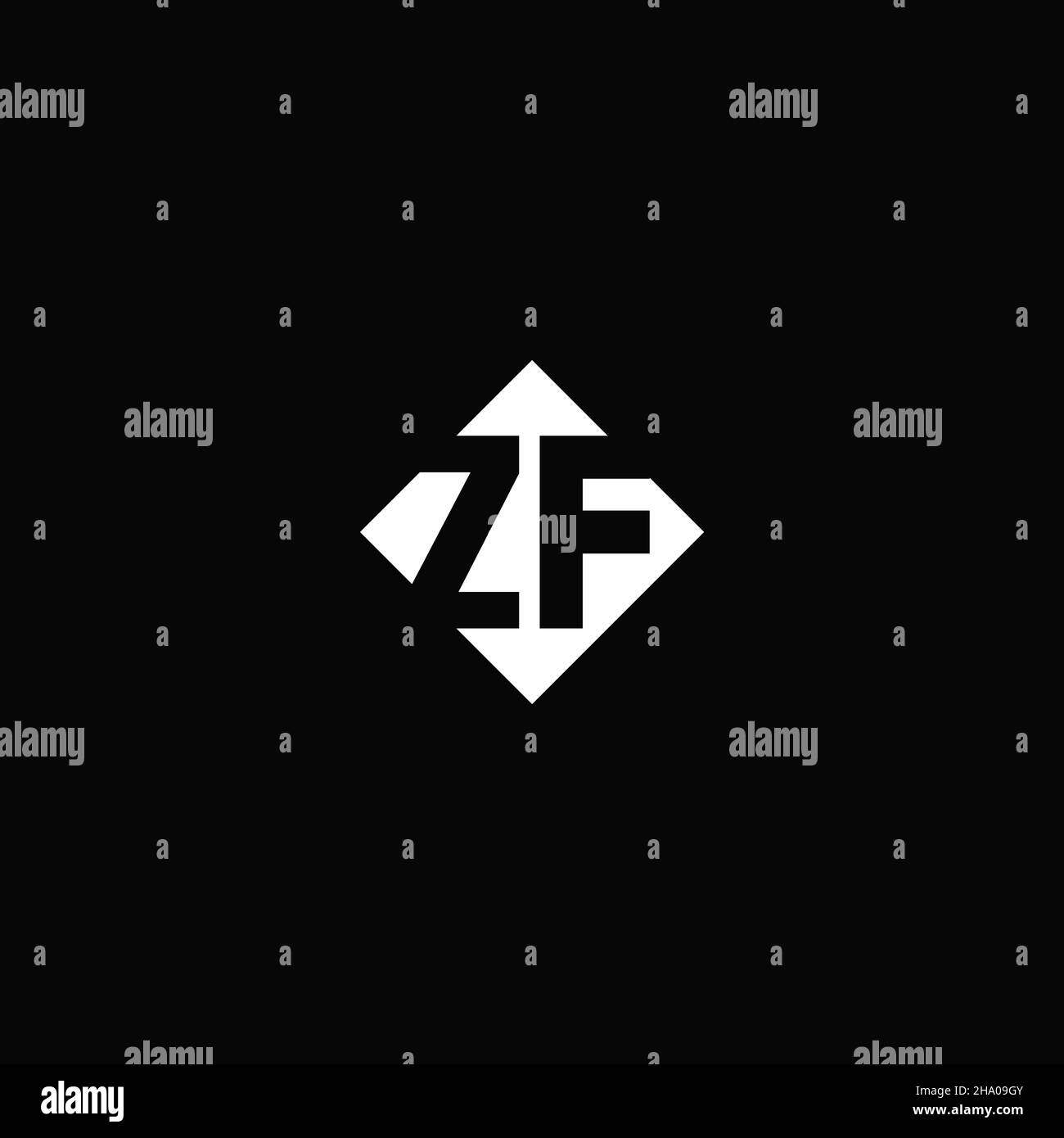 Monogram logo design with diamond square shape isolated on black background Stock Vector