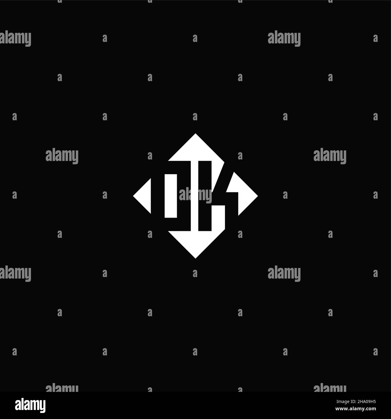 Monogram logo design with diamond square shape isolated on black background Stock Vector