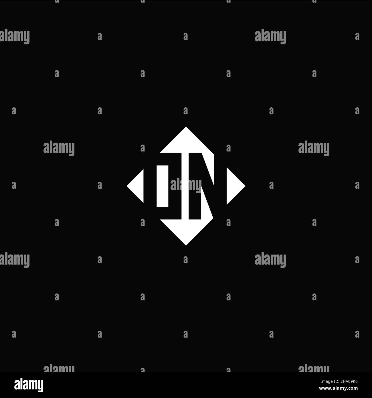 Monogram logo design with diamond square shape isolated on black background Stock Vector