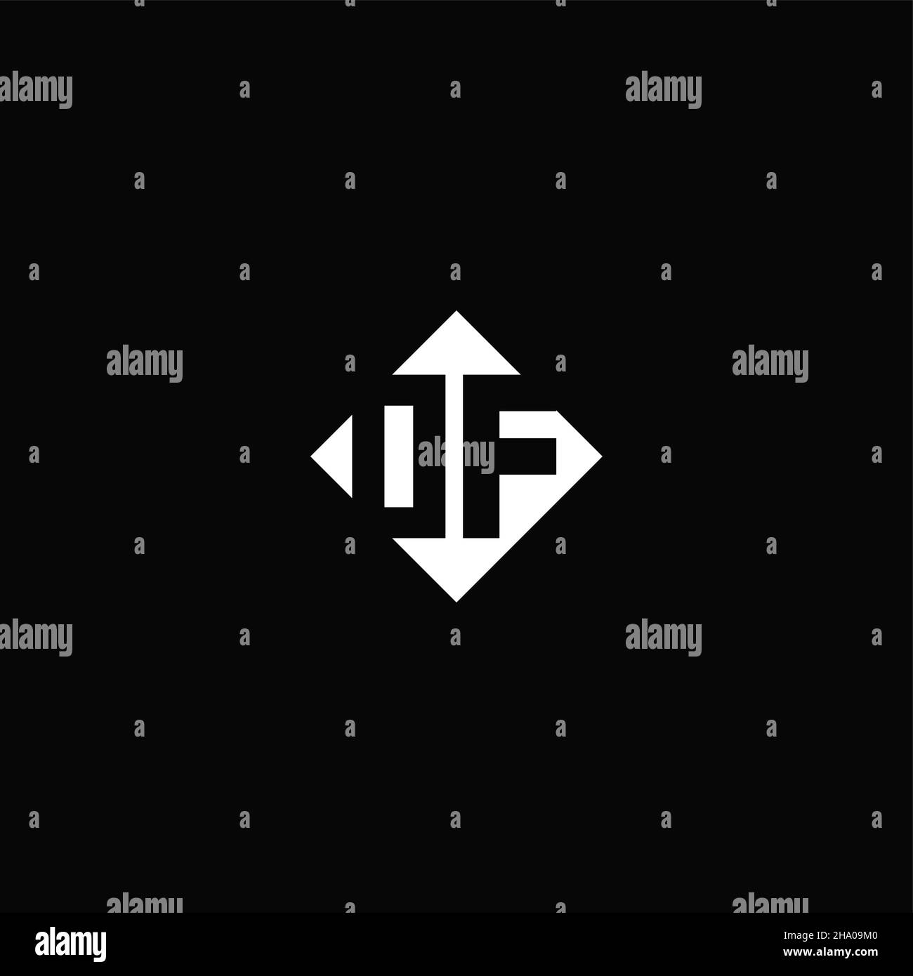 Monogram logo design with diamond square shape isolated on black background Stock Vector
